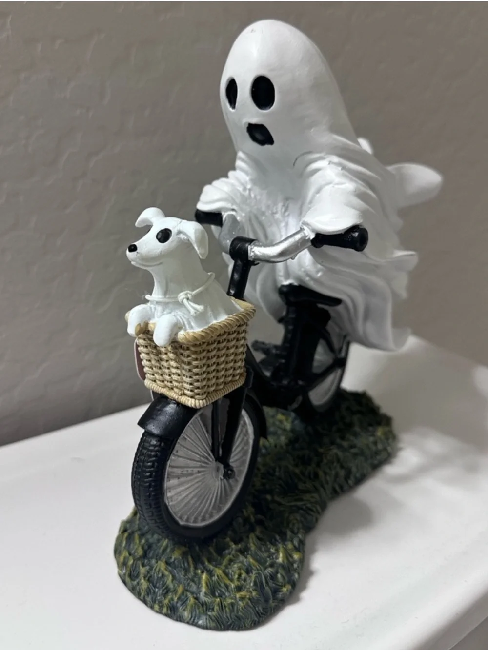 Goblin & Ghoul Ghost Riding Bicycle with Ghost Dog Halloween Figurine
